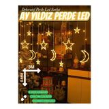 nextbuy Ay Yıldız Perde Led 8 Mod Saçaklı Perde Pencere Balkon Duvar Işık Dekoratif Peri Lamba Led Işığı