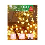 nextbuy Kar Topu Led Işık 4 Metre 20 Led 2x Pilli Süsleme Yılbaşı Aydınlatma Sarkıt Dizeleri Gün Işığı