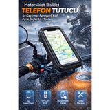 nextbuy Motosiklet-Bisiklet Telefon Tutucu Dikiz Ayna Bağlantılı Su Geçirmez Fermuarlı Kılıf Motor Tutacağı