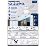 nextbuy Tavan Tipi Vantilatör E27 Duylu 6 Kanatlı Sessiz Rüzgar Fanlı Led Ampul Dekoratif İç Mekan Soğutucu Işıklı Tavan Aydınlatma Pervanesi