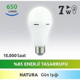 Nextled YE-E27E-7WN 7 Watt 650 Lümen Günışığı Şarjlı LED Ampül - Gün Işığı