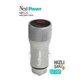NextPower 52.5W Araç içi Hızlı Şarj Aleti Type-C + USB Güç Adaptörü Oto Çakmaklık