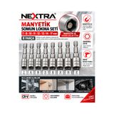NEXTRA 8 Parça Manyetik Somun Lokma Seti 7-8-10-11-12-13-14-17 mm Matkap Şarjlı Vidalama Uyumlu