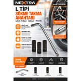 NEXTRA L Tipi Bijon Anahtarı Seti 17-19-21 mm Lokmalı Uzun Kollu Lastik Sökme Takma Anahtarı