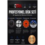 NEXTRA Profesyonel 4 Parça Disk Seti 115mm - Metal Ahşap Taş Kesici + Flap Zımpara Disk - Avuç Taşlama Uyumlu