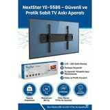 Nextstar YE-5586 45-86'' Sabit LCD LED Tv Askı Aparatı - Su Terazili - Siyah - 1