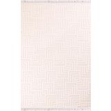 Nexus Luxury Carpet Halı Torino 1005 Beyaz Bohem İskandinav Tarz Halı BEYAZ 80 x 150