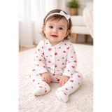 Nexvora KIRMIZI KALP DESENLİ PATİKLİ BEBEK TULUM 1 Ay 3 Ay 6 Ay
