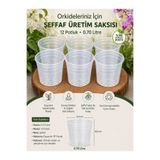 NEXVORİA 12 Pot Şeffaf Orkide Üretim Saksısı 6 adet / 0.70 Litre Kaliteli Şeffaf Plastik