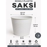Nexvoria 15 Pot Üretim Saksı Set / Beyaz Renkli Plastik Saksı 9,5 Litre – Modern Tasarımlı Bahçe ve Ev Saksısı