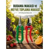 NEXVORİA Budama Makası Ve Meyve Toplama Makası Seti 2'li / Bağ , Üzüm , Çilek Ve Narenciye Hasat Makası