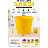 Nexvoria Renkli Plastik Saksı – 9.5 Litre Büyük Boy Çiçek Saksısı Sarı( Tabaksız )| Iç ve Dış Mekan Saksı / 15 Pot Üretim Saksısı Set