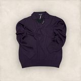 Neyir Düğmeli Polo Yaka Kazak - Mor - 2XL