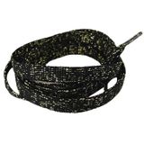 NEYSTORE 120 cm Yassı Simli Ayakkabı Bağcığı, Parlak Convers, Spor Ayakkabı Bağcığı (2 Çift Altın Simli Siyah)