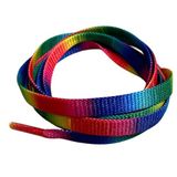 NEYSTORE 120 cm Yassı Simli Ayakkabı Bağcığı, Parlak Convers, Spor Ayakkabı Bağcığı (2 Çift Canlı Gökkuşağı)