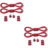 NEYSTORE 2 ÇİFT- Bayrak Kırmızısı, Yuvarlak, 100 cm Elastik Akıllı, Kilitle, Tak-Bırak Bağcık, Yeni Nesil, Bağlamaya Gerek Olmayan Bot, Spor, Klasik Ayakkabı Bağcığı