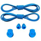 NEYSTORE 2 Çift Çizgili Mavi Renkli, Yuvarlak Yapılı, Akıllı, Kilitle, Tak-Bırak Bağcık, Elastik Bot, Spor Ayakkabı Bağcığı, 100 Cm