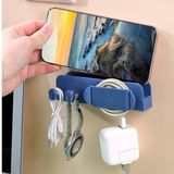 NEYSTORE Kendinden Yapışkanlı Duvar Tipi Telefon Şarj Standı Kablo Düzenleyici Çok Amaçlı Mini Telefon Standı (Koyu Mavi)