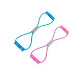 NEYSTORE Pilates, Egzersiz Vücut, Kas, Kol Bacak Geliştirme, Direnç Lastiği, Pilates, Egzersiz Yay İşlevli Lastik (1 Adet Mavi + 1 Adet Pembe)