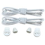 NEYSTORE Yuvarlak Yapılı, Akıllı, Kilitle, Tak-Bırak Bağcık, Elastik Bot, Spor Ayakkabı Bağcığı, 100 Cm, 1 Çift (Çizgili Beyaz)
