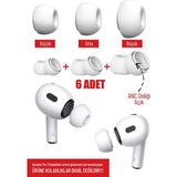 Nezih Case Airpods Pro 3 Uyumlu Anc Delikli 3 Çift (Xs,s,l) Silikon Yedek Kulaklık Ucu - AirPods Pro 3 Yedek Uç - Beyaz