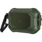 Nezih Case Airpods Pro 3 Uyumlu Karbon Fiber Detaylı Askı Aparatlı 360 Tam Koruma Kılıf - Haki