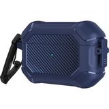 Nezih Case Airpods Pro 3 Uyumlu Karbon Fiber Detaylı Askı Aparatlı 360 Tam Koruma Kılıf - Lacivert