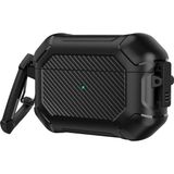 Nezih Case Airpods Pro 3 Uyumlu Karbon Fiber Detaylı Askı Aparatlı 360 Tam Koruma Kılıf - Siyah