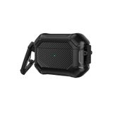 Nezih Case Airpods Pro 3 Uyumlu Karbon Fiber Detaylı Askı Aparatlı 360 Tam Koruma Kılıf - Siyah