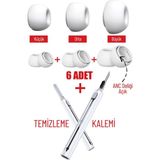 Nezih Case Airpods Pro 3 Uyumlu Silikon Yedek Kulaklık Ucu + Airpods Temizleme Kalemi - AirPods Pro 3 Yedek Uç Set - Beyaz