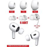 Nezih Case Airpods Pro / Pro 2 Uyumlu Anc Delikli 3 Çift (Xs,s,l) Silikon Yedek Kulaklık Ucu Beyaz - White