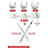 Nezih Case Airpods Pro / Pro 2 Uyumlu Anc Delikli Silikon Yedek Kulaklık Ucu + Airpods Temizleme Kalemi - Beyaz