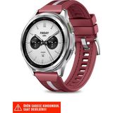 Nezih Case Amazfit Pace / Gtr 2 / Gtr 2e / Gtr 3 / Gtr 3 Pro / Gtr 47MM Uyumlu Dikişli Lansman Kordon 22MM - Kırmızı