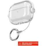 Nezih Case Apple Airpods 3. Nesil Pro Uyumlu Standlı Yüzüklü Şeffaf Kılıf - Beyaz