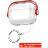 Nezih Case Apple Airpods 3. Nesil Pro Uyumlu Standlı Yüzüklü Şeffaf Kılıf - Kırmızı