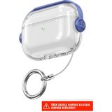 Nezih Case Apple Airpods 3. Nesil Pro Uyumlu Standlı Yüzüklü Şeffaf Kılıf - Mavi