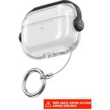 Nezih Case Apple Airpods 3. Nesil Pro Uyumlu Standlı Yüzüklü Şeffaf Kılıf - Siyah