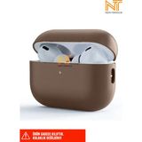 Nezih Case Apple Airpods Pro 2. Nesil Uyumlu Protective Anti-Knock Tek Parça Silikon Kılıf - Koyu Kahverengi