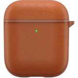 Nezih Case Apple Airpods Uyumlu Leather Design Darbe Önleyici Orijinal Deri Kılıf - Kahverengi