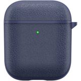 Nezih Case Apple Airpods Uyumlu Leather Design Darbe Önleyici Orijinal Deri Kılıf - Lacivert