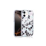 Nezih Case Apple iPhone 11 Uyumlu Magsafe Şarj Özellikli Leopar Desenli Kapak Kılıf, Beyaz