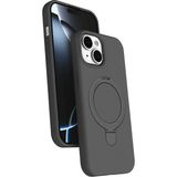 Nezih Case Apple iPhone 14 Plus / 15 Plus Uyumlu Içi Kadife Stand Olabilen Halka Yüzüklü Kılıf - Gri