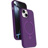 Nezih Case Apple iPhone 14 Plus / 15 Plus Uyumlu Içi Kadife Stand Olabilen Halka Yüzüklü Kılıf - Mor