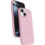 Nezih Case Apple iPhone 14 Plus / 15 Plus Uyumlu Içi Kadife Stand Olabilen Halka Yüzüklü Kılıf - Pembe