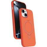 Nezih Case Apple iPhone 14 Plus / 15 Plus Uyumlu Içi Kadife Stand Olabilen Halka Yüzüklü Kılıf - Turuncu