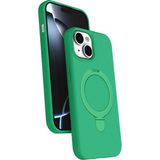 Nezih Case Apple iPhone 14 Plus / 15 Plus Uyumlu Içi Kadife Stand Olabilen Halka Yüzüklü Kılıf - Yeşil