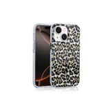 Nezih Case Apple iPhone 14 Uyumlu Magsafe Şarj Özellikli Leopar Desenli Kapak Kılıf, Siyah Kahverengi