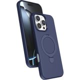 Nezih Case Apple iPhone 15 Pro Max Uyumlu Içi Kadife Stand Olabilen Halka Yüzüklü Kılıf - Lacivert