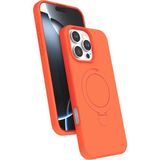 Nezih Case Apple iPhone 15 Pro Max Uyumlu Içi Kadife Stand Olabilen Halka Yüzüklü Kılıf - Turuncu