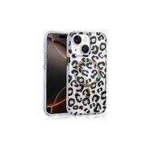 Nezih Case Apple iPhone 15 Uyumlu Magsafe Şarj Özellikli Leopar Desenli Kapak Kılıf, Siyah